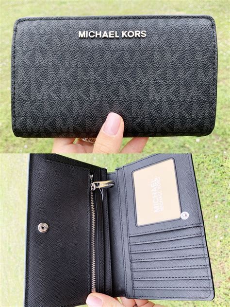 michael kors black and grey wallet|Michael Kors slim wallet black.